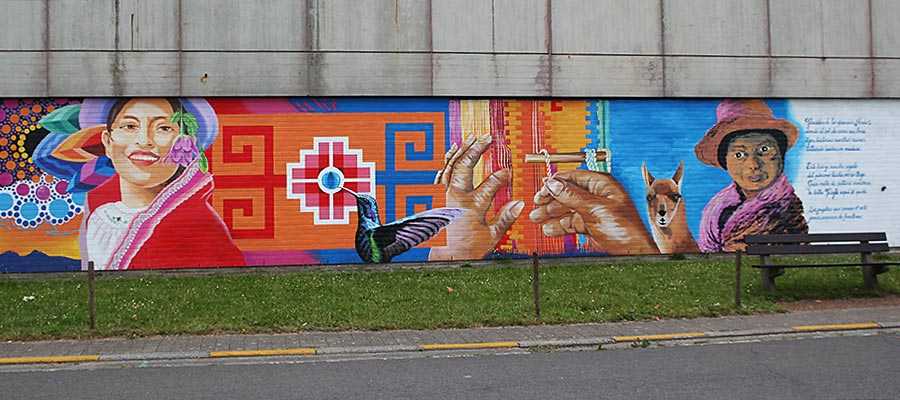 Ecuadoranen maken mural op sporthal Evergem Ecuadoranen maken mural op sporthal Evergem